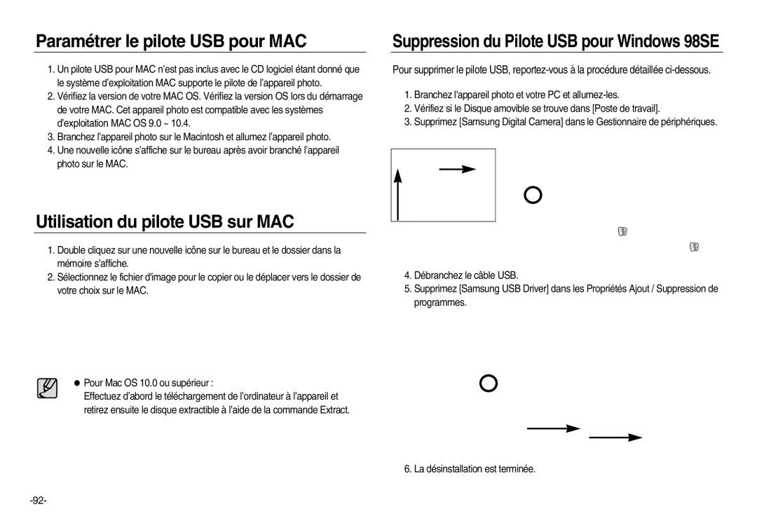 Samsung EC-NV20ZBBA/E1, EC-NV20ZSBA/E3, EC-NV20ZSBA/FR Paramétrer le pilote USB pour MAC, Utilisation du pilote USB sur MAC 