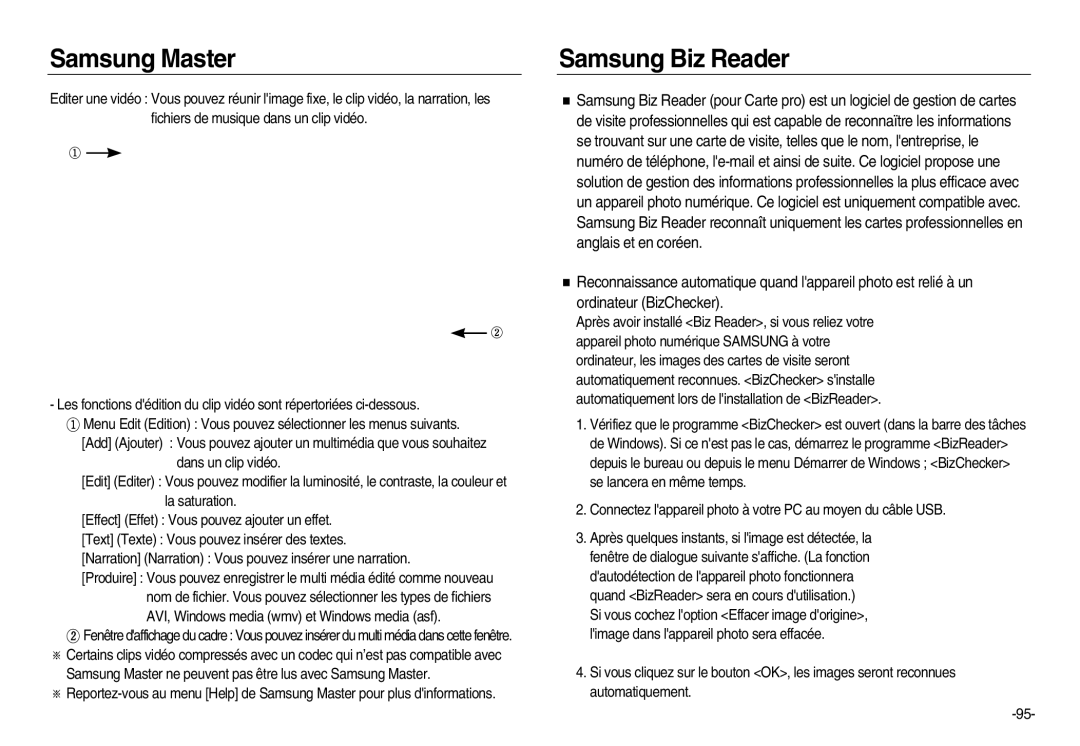 Samsung EC-NV20ZSBA/E3, EC-NV20ZSBA/FR, EC-NV20ZBBA/FR, EC-NV20ZSBA/E1, EC-NV20ZBBA/E3, EC-NV20ZBBA/E1 manual Samsung Biz Reader 