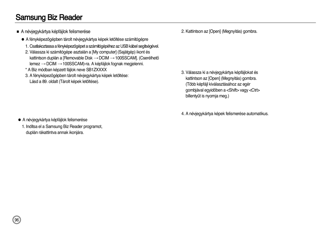 Samsung EC-NV20ZSBA/IT, EC-NV20ZSBA/FR, EC-NV20ZBBA/FR, EC-NV20ZSBA/E1, EC-NV20ZBBA/E3 Névjegykártya képfájlok felismerése 