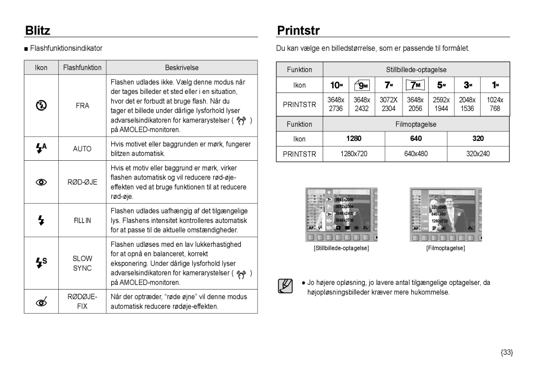 Samsung EC-NV24HBBD/E2, EC-NV24HBBA/E3, EC-NV24HBBA/E2, EC-NV24HSBA/E3, EC-NV24HSBA/E2 manual Blitz Printstr, 1280 640 320 