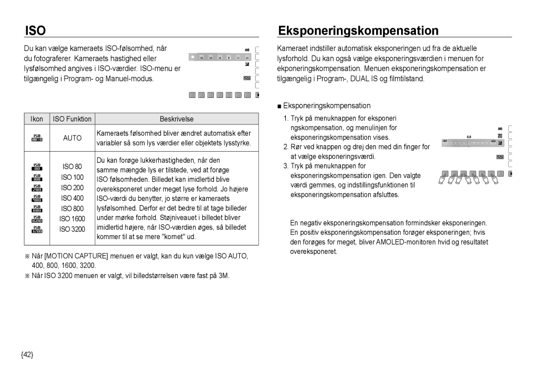 Samsung EC-NV24HSBA/E2, EC-NV24HBBA/E3, EC-NV24HBBA/E2, EC-NV24HSBA/E3, EC-NV24HBBD/E2 manual Eksponeringskompensation 