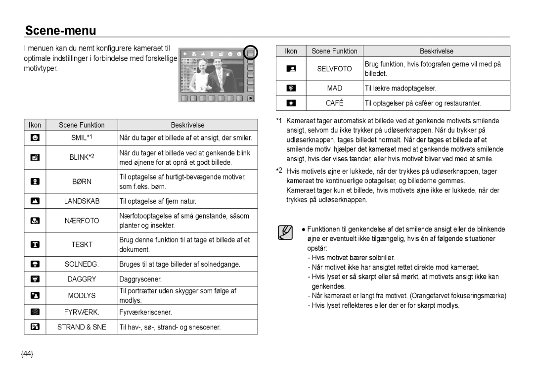 Samsung EC-NV24HBBA/E3, EC-NV24HBBA/E2, EC-NV24HSBA/E3, EC-NV24HSBA/E2, EC-NV24HBBD/E2 manual Scene-menu 