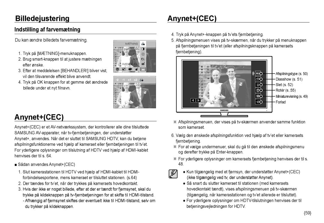 Samsung EC-NV24HBBA/E3, EC-NV24HBBA/E2, EC-NV24HSBA/E3, EC-NV24HSBA/E2, EC-NV24HBBD/E2 manual Sådan anvendes Anynet+CEC 