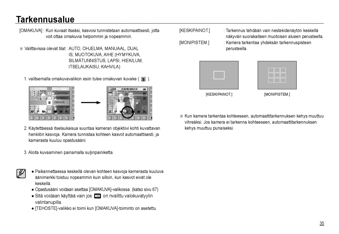 Samsung EC-NV24HBBA/E2, EC-NV24HBBA/E3, EC-NV24HSBA/E3, EC-NV24HSBA/E2, EC-NV24HBBD/E2 manual Keskipainot, Monipistem 