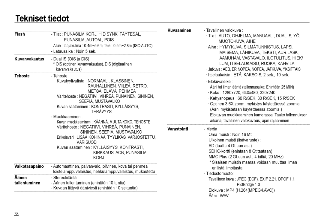 Samsung EC-NV24HBBD/E2, EC-NV24HBBA/E3 manual PUNASILM, AUTOM., Pois, Latausaika Noin 5 sek, Muokkaaminen, MUOTOKUVA, Aihe 