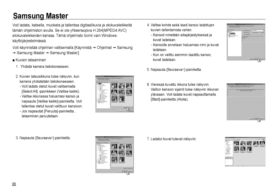 Samsung EC-NV24HBBD/E2, EC-NV24HBBA/E3 manual Samsung Master, Yhdistä kamera tietokoneeseen, Napsauta Seuraava-painiketta 