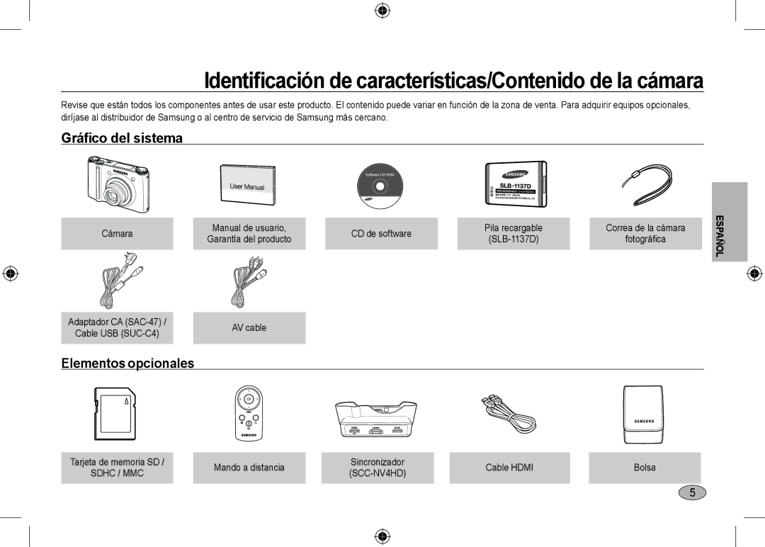 Samsung EC-NV24HBBB/E1, EC-NV24HBBA/E3, EC-NV24HBBB/FR, EC-NV24HBBA/E2 Cámara, CD de software, Mando a distancia, Cable Hdmi 