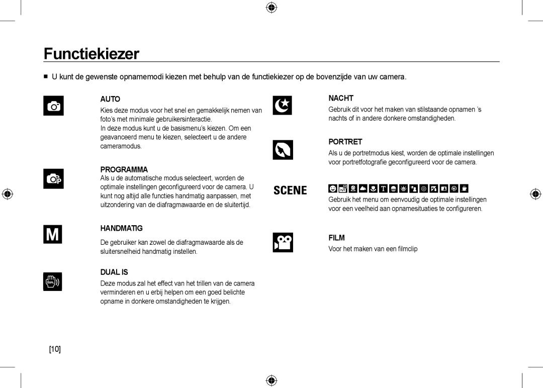 Samsung EC-NV24HBBB/FR, EC-NV24HBBA/E3, EC-NV24HBBA/E2 manual Functiekiezer, De gebruiker kan zowel de diafragmawaarde als de 