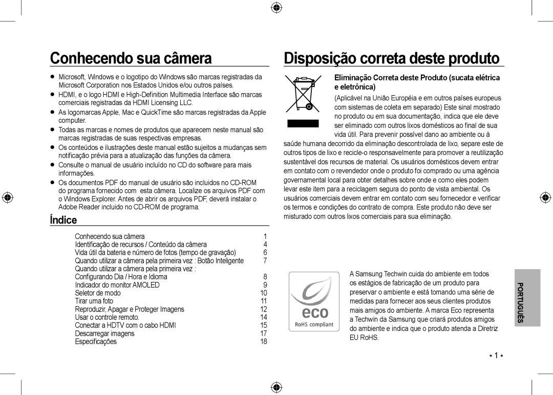 Samsung EC-NV24HSBC/IT, EC-NV24HBBA/E3, EC-NV24HBBB/FR manual Conhecendo sua câmera, Disposição correta deste produto 