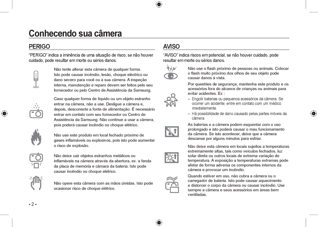 Samsung EC-NV24HBBC/IT, EC-NV24HBBA/E3, EC-NV24HBBB/FR, EC-NV24HBBA/E2, EC-NV24HSBA/FR, EC-NV24HSBA/E3 manual Perigo, Aviso 