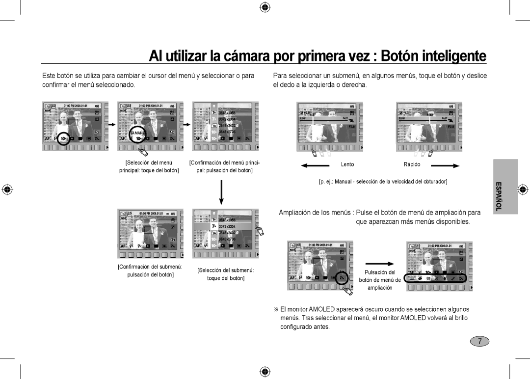 Samsung EC-NV24HBBA/RU, EC-NV24HBBA/E3, EC-NV24HBBB/FR manual Al utilizar la cámara por primera vez Botón inteligente 