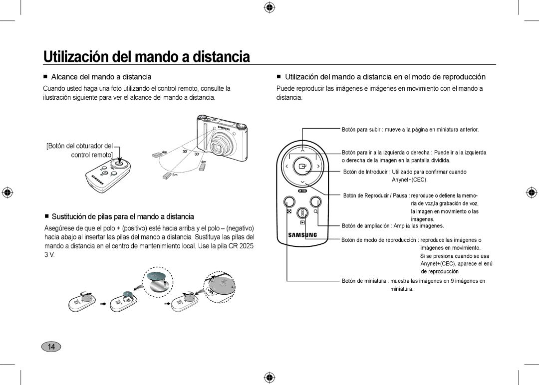 Samsung EC-NV24HBBA/E2, EC-NV24HBBA/E3, EC-NV24HBBB/FR Utilización del mando a distancia,  Alcance del mando a distancia 