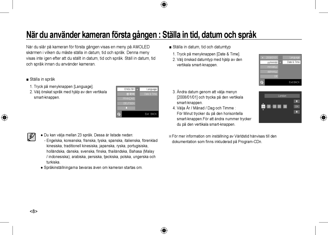 Samsung EC-NV24HBBB/LV, EC-NV24HBBA/E3, EC-NV24HBBB/FR, EC-NV24HBBA/E2, EC-NV24HSBA/FR, EC-NV24HSBA/E3 manual Ställa in språk 