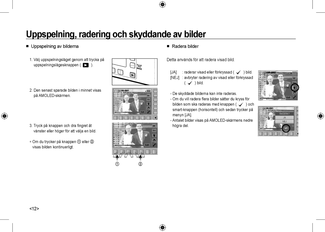 Samsung EC-NV24HBBA/E3 manual Uppspelning, radering och skyddande av bilder,  Uppspelning av bilderna  Radera bilder, Nej 