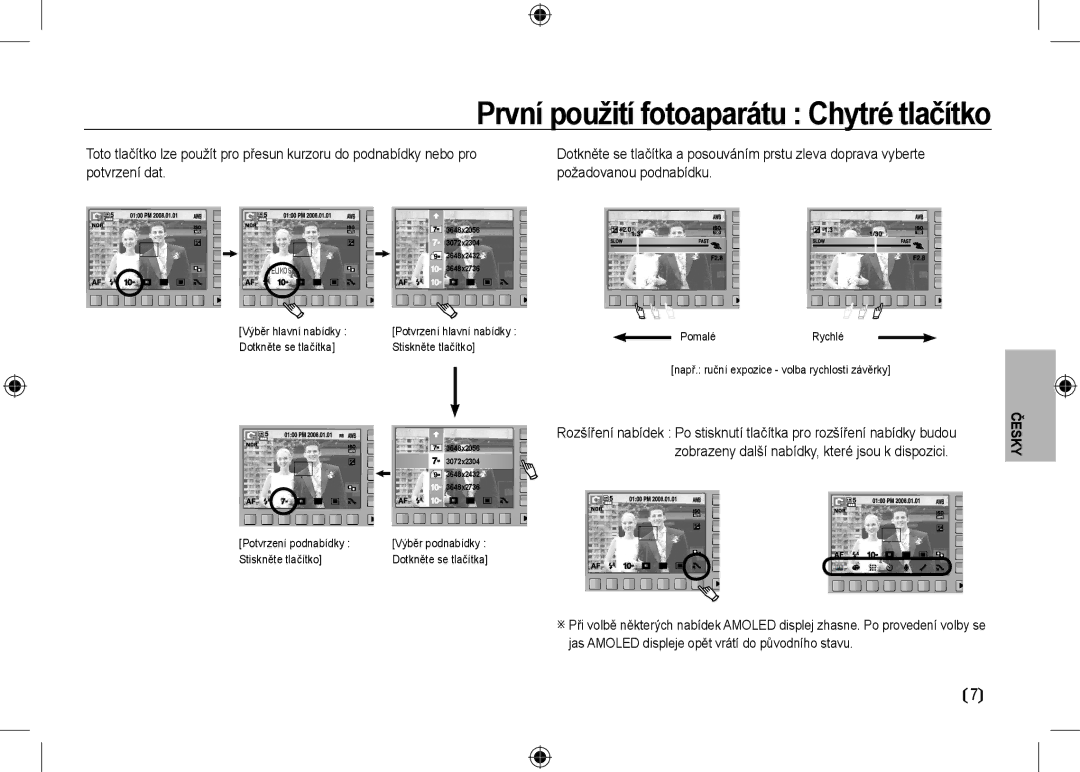 Samsung EC-NV24HSBA/RU, EC-NV24HBBA/E3, EC-NV24HBBB/FR, EC-NV24HBBA/E2 manual První použití fotoaparátu Chytré tlačítko 