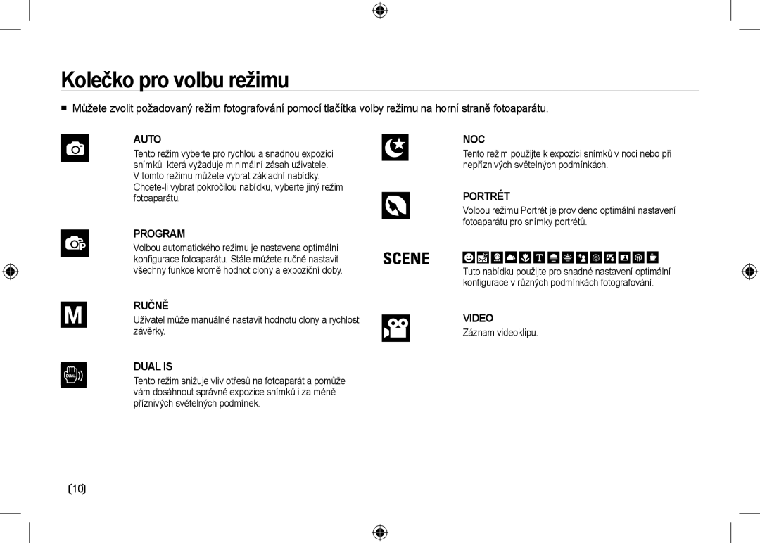 Samsung EC-NV24HBBB/FR, EC-NV24HBBA/E3, EC-NV24HBBA/E2, EC-NV24HSBA/FR manual Kolečko pro volbu režimu, Záznam videoklipu 