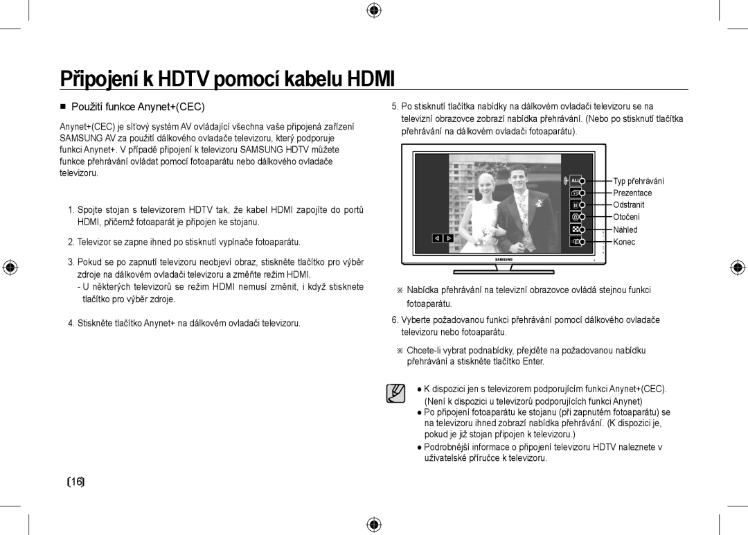 Samsung EC-NV24HBBA/FR, EC-NV24HBBA/E3, EC-NV24HBBB/FR, EC-NV24HBBA/E2, EC-NV24HSBA/FR manual  Použití funkce Anynet+CEC 