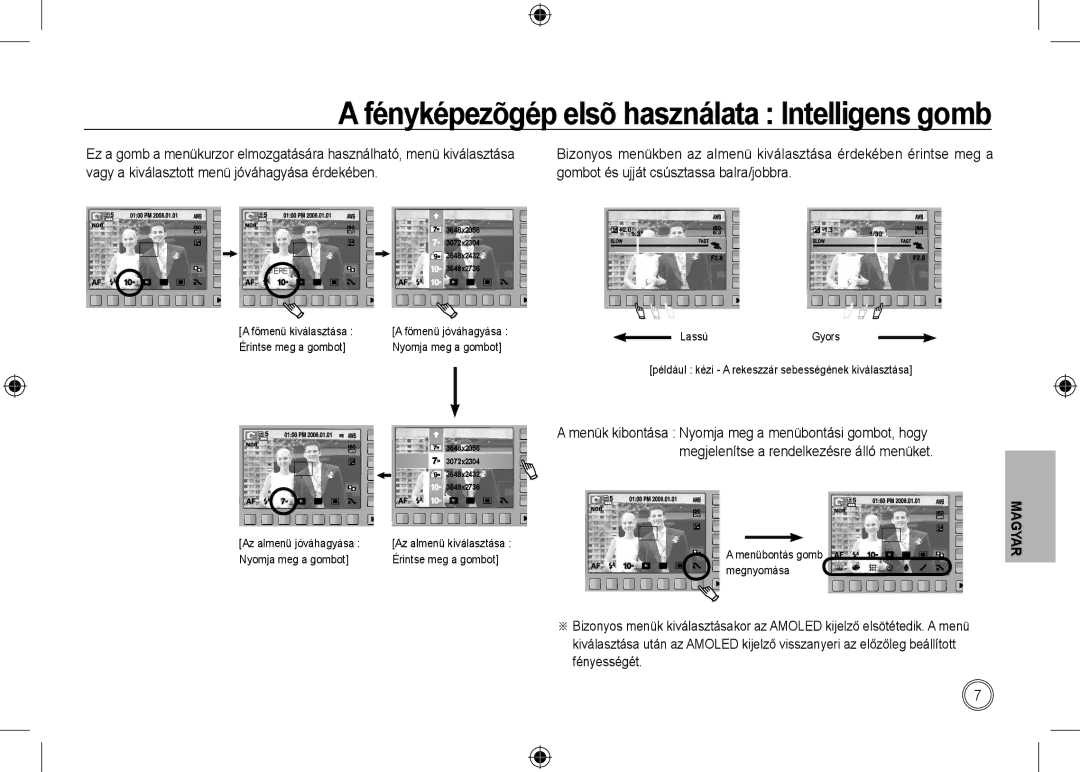 Samsung EC-NV24HBBB/FR, EC-NV24HBBA/E3, EC-NV24HBBA/E2, EC-NV24HSBA/FR manual Fényképezõgép elsõ használata Intelligens gomb 