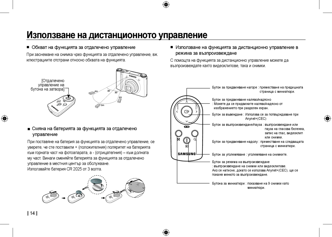 Samsung EC-NV24HSBB/IT manual Използване на дистанционното управление,  Обхват на функцията за отдалечено управление 