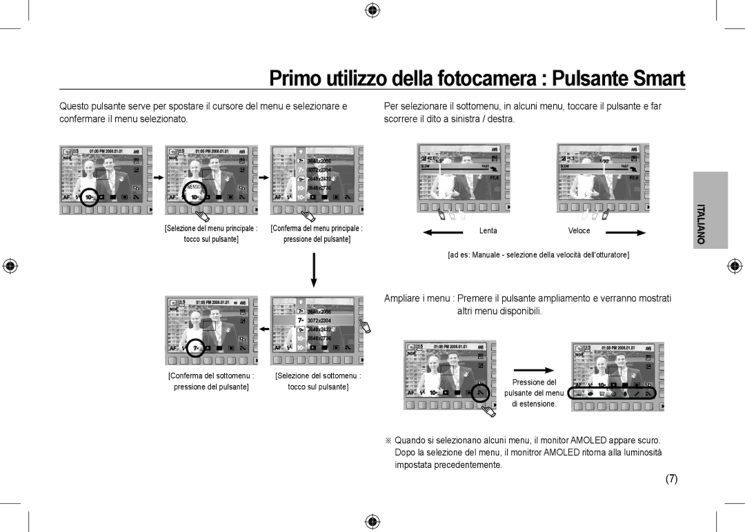 Samsung EC-NV24HBBA/RU, EC-NV24HBBA/E3 manual Primo utilizzo della fotocamera Pulsante Smart, Pressione del pulsante 