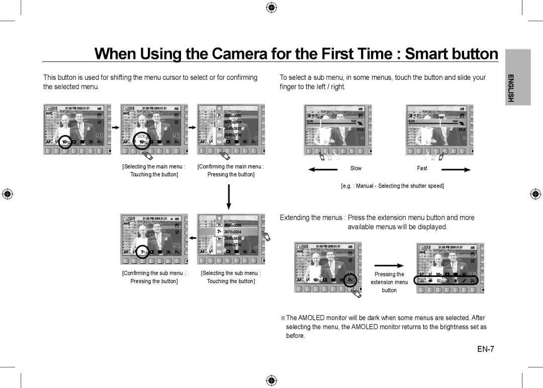 Samsung EC-NV24HBBA/FR, EC-NV24HBBA/E3, EC-NV24HBBB/FR manual When Using the Camera for the First Time Smart button, EN-7 