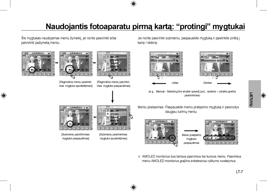 Samsung EC-NV24HBBA/RU, EC-NV24HBBA/E3, EC-NV24HBBB/FR manual Naudojantis fotoaparatu pirmą kartą protingi mygtukai, LT-7 