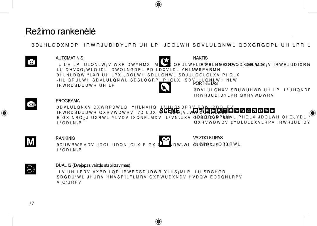 Samsung EC-NV24HSBA/RU, EC-NV24HBBA/E3 Režimo rankenėlė, LT-10, Šia veiksena naudokitės fotografuodami naktį arba tamsoje 