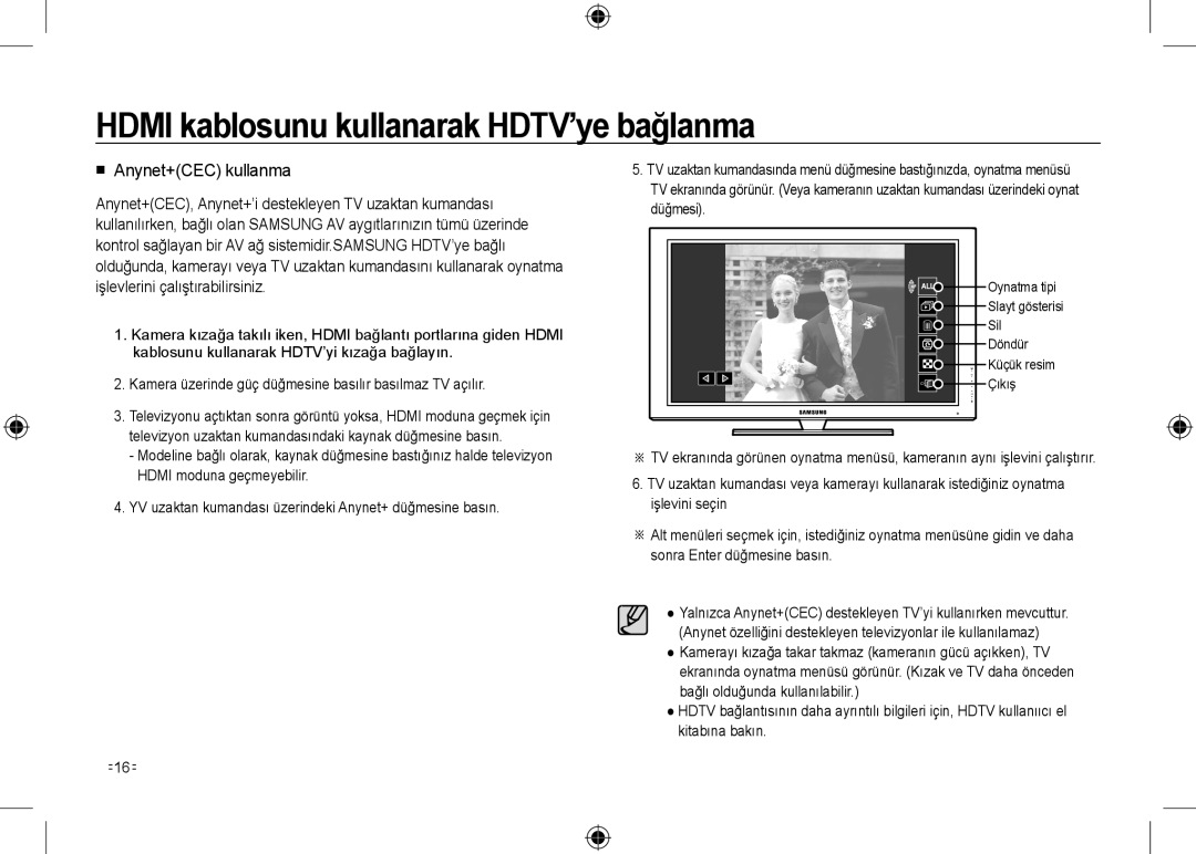 Samsung EC-NV24HSBB/AS, EC-NV24HBBA/E3, EC-NV24HBBB/FR, EC-NV24HBBA/E2, EC-NV24HSBA/FR, EC-NV24HSBA/E3  Anynet+CEC kullanma 