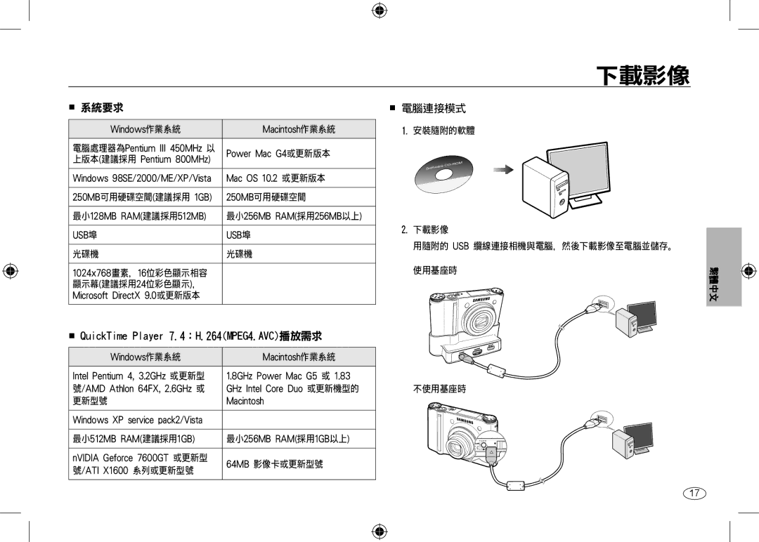 Samsung EC-NV24HSBA/E2, EC-NV24HBBA/E3, EC-NV24HBBB/FR, EC-NV24HBBA/E2 manual  QuickTime Player 7.4：H.264MPEG4.AVC播放需求 