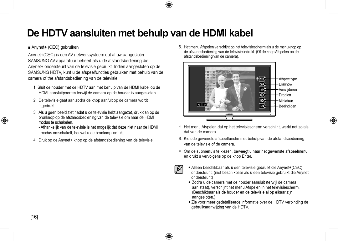 Samsung EC-NV24HBBA/FR, EC-NV24HBBA/E3 manual Anynet+ CEC gebruiken, De HDTV aansluiten met behulp van de HDMI kabel 