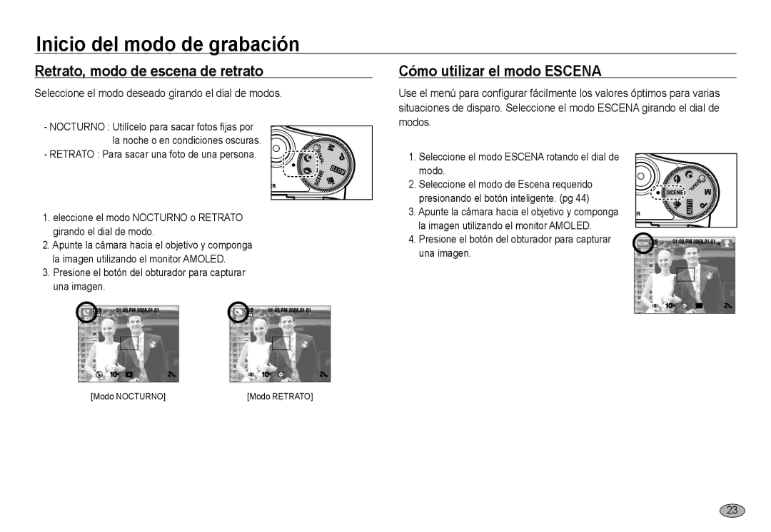 Samsung EC-NV24HBBB/E1, EC-NV24HBBA/E3, EC-NV24HSBA/E3 Retrato, modo de escena de retrato, Cómo utilizar el modo Escena 