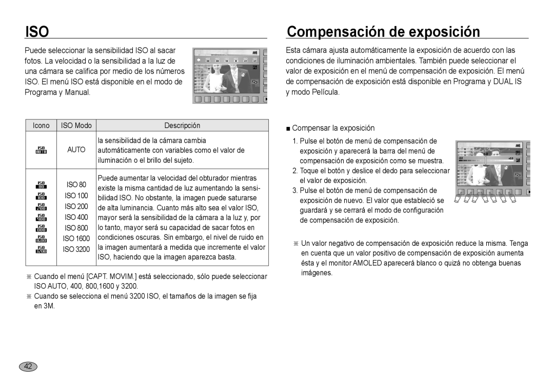 Samsung EC-NV24HSBA/E3, EC-NV24HBBA/E3, EC-NV24HSBB/E1, EC-NV24HBBB/E1 Compensación de exposición, Compensar la exposición 