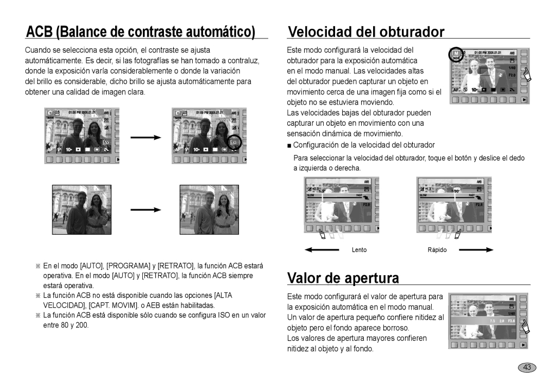 Samsung EC-NV24HSBB/E1 manual Velocidad del obturador, Valor de apertura, Configuración de la velocidad del obturador 