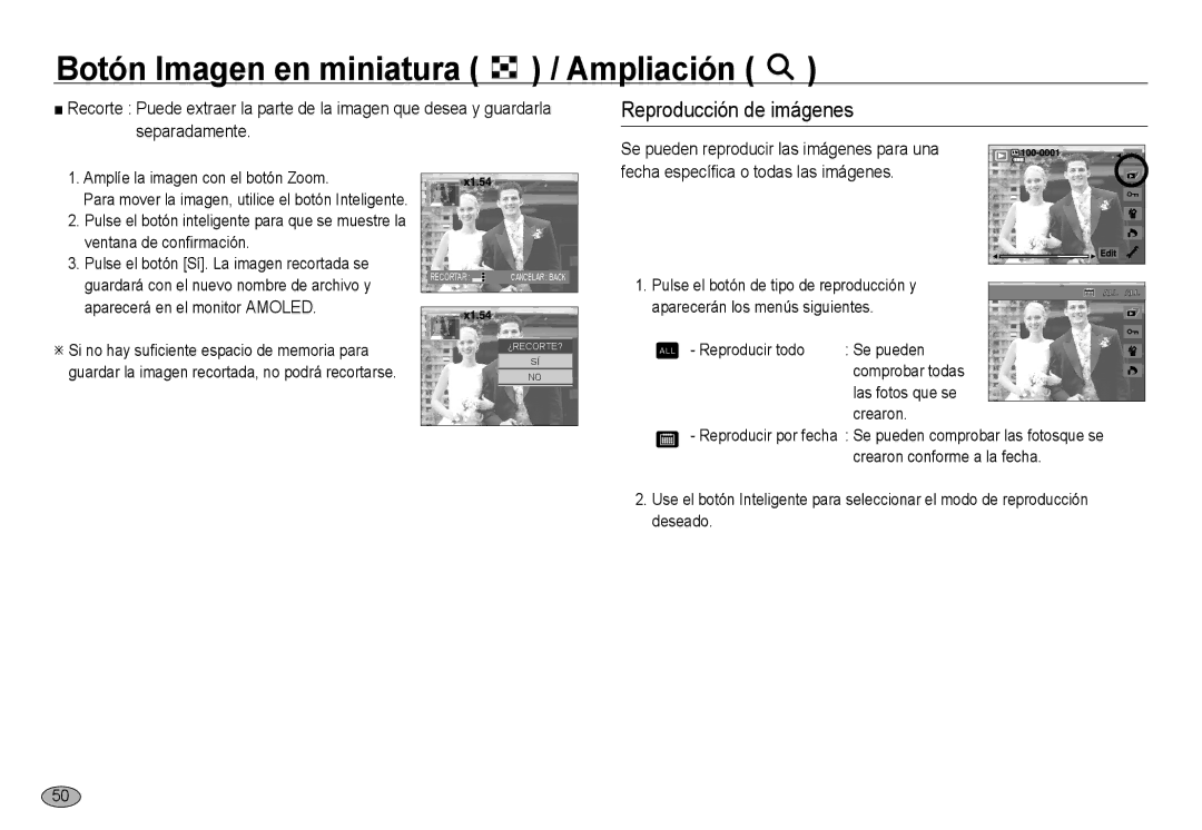 Samsung EC-NV24HSBB/E1, EC-NV24HBBA/E3 manual Amplíe la imagen con el botón Zoom, Reproducir todo Se pueden, Crearon 