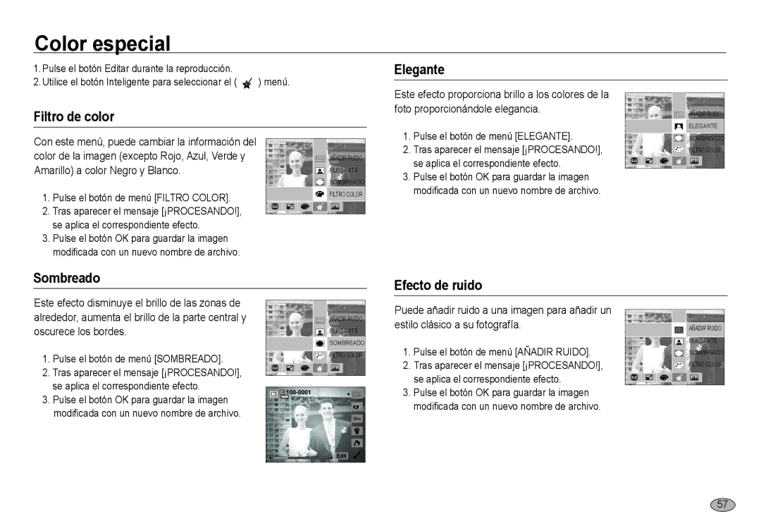 Samsung EC-NV24HSBB/E1, EC-NV24HBBA/E3, EC-NV24HSBA/E3 Color especial, Filtro de color Elegante, Sombreado Efecto de ruido 