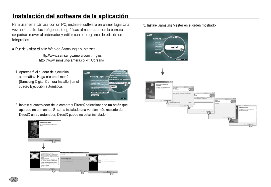 Samsung EC-NV24HBBA/E1 manual Instalación del software de la aplicación, Instale Samsung Master en el orden mostrado 