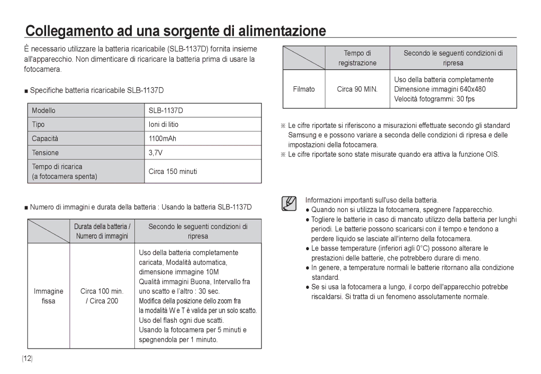 Samsung EC-NV24HSBA/E3, EC-NV24HBBA/E3, EC-NV24HSBB/E1, EC-NV24HSBA/IT manual Collegamento ad una sorgente di alimentazione 