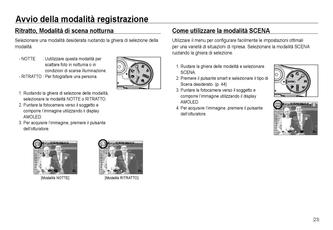 Samsung EC-NV24HBBA/E3, EC-NV24HSBA/E3 manual Ritratto, Modalità di scena notturna, Come utilizzare la modalità Scena 