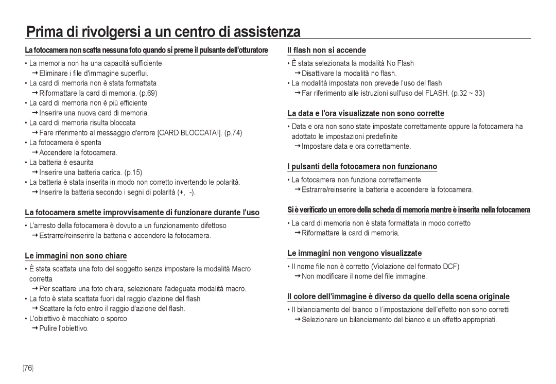 Samsung EC-NV24HSBB/IT, EC-NV24HBBA/E3 manual Prima di rivolgersi a un centro di assistenza, Le immagini non sono chiare 