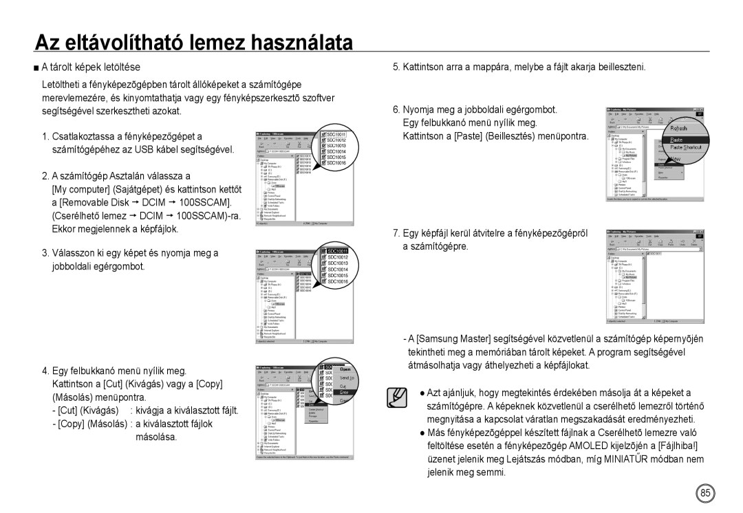 Samsung EC-NV24HBBB/IT, EC-NV24HBBA/E3, EC-NV24HSBA/FR manual Tárolt képek letöltése, Számítógép Asztalán válassza a 