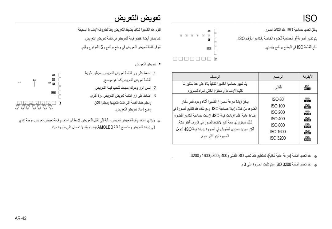 Samsung EC-NV24HSBE/AS, EC-NV24HBBB/AS, EC-NV24HBBE/AS, EC-NV24HSBB/AS ﺾﻳﺮﻌﺘﻟا ﺾﻳﻮﻌﺗ, رﻮﺼﻟا طﺎﻘﺘﻟا ﺪﻨﻋ Iso ﺔﻴﺳﺎﺴﺣ ﺪﻳﺪﺤﺗ ﻦﻜﻤﻳ 