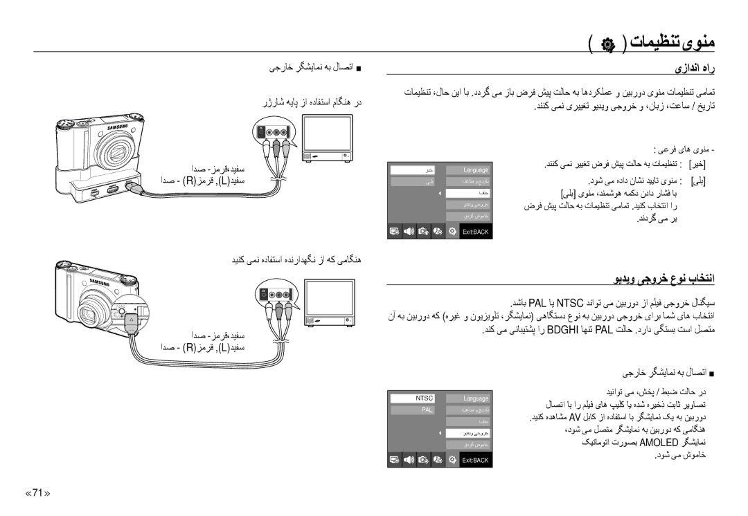 Samsung EC-NV24HBBB/AS manual ﯼزاﺪﻧا ﻩار, ﻮﻳﺪﻳو ﯽﺟوﺮﺧ عﻮﻧ بﺎﺨﺘﻧا, ﯽﺟرﺎﺧ ﺮﮕﺸﻳﺎﻤﻧ ﻪﺑ لﺎﺼﺗا رژرﺎﺷ ﻪﻳﺎﭘ زا ﻩدﺎﻔﺘﺳا مﺎﮕﻨﻫ رد 