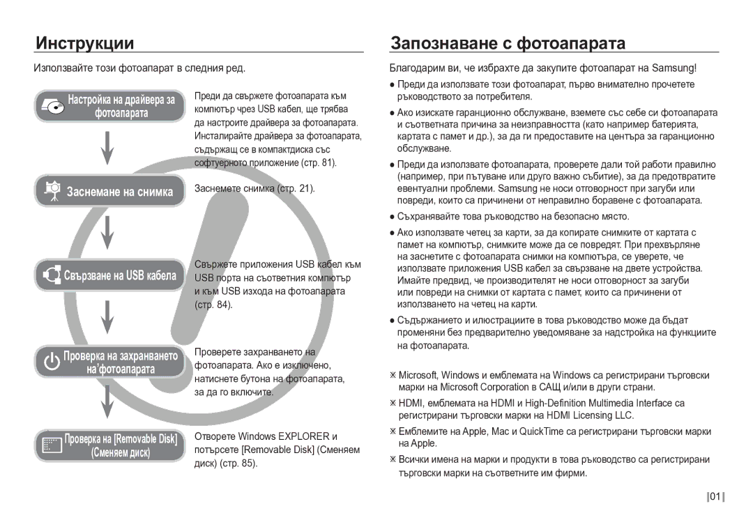 Samsung EC-NV24HBBD/E3 manual Инструкции, Запознаване с фотоапарата, Използвайте този фотоапарат в следния ред 