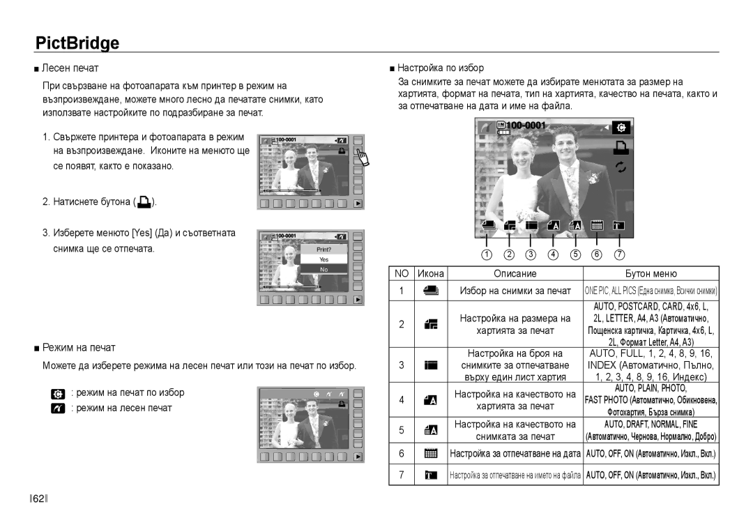 Samsung EC-NV30ZBDA/E3 manual Лесен печат, Режим на печат 