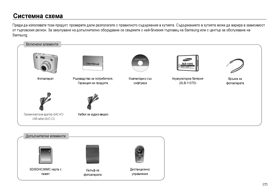 Samsung EC-NV30ZBDA/E3 manual Системна схема, Допълнителни елементи 