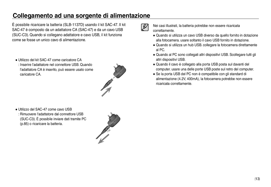 Samsung EC-NV30ZBBA/E2, EC-NV30ZSBA/E2, EC-NV30ZSDA/E3, EC-NV30ZBDA/E3 manual Collegamento ad una sorgente di alimentazione 