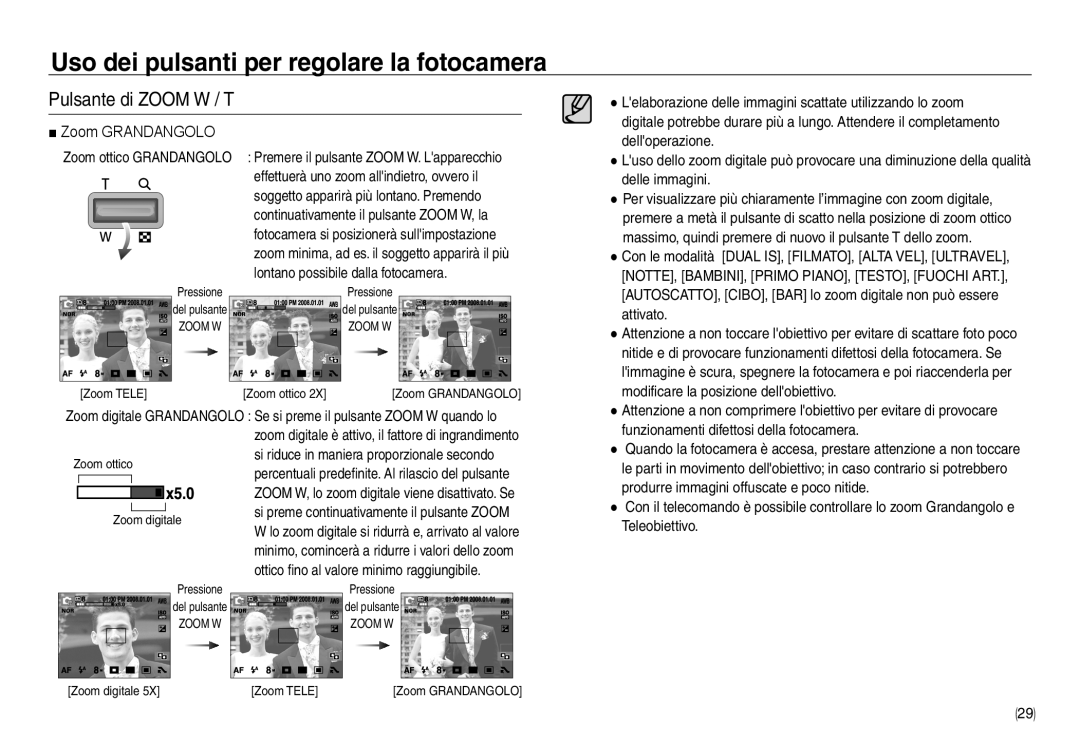 Samsung EC-NV30ZBBA/IT, EC-NV30ZSBA/E2, EC-NV30ZSDA/E3, EC-NV30ZBBA/E2 Zoom Grandangolo, Lontano possibile dalla fotocamera 