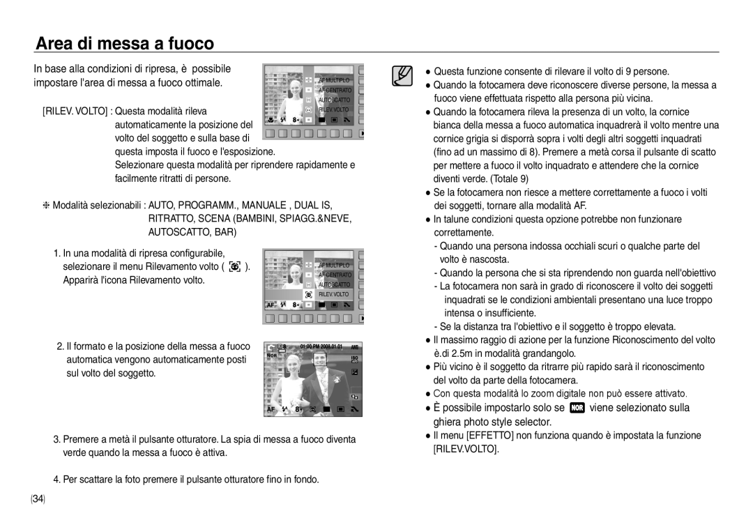 Samsung EC-NV30ZSBB/IT, EC-NV30ZSBA/E2, EC-NV30ZSDA/E3 RITRATTO, Scena BAMBINI, SPIAGG.&NEVE, AUTOSCATTO, BAR, Rilev.Volto 