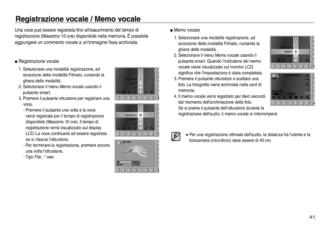 Samsung EC-NV30ZBBA/IT, EC-NV30ZSBA/E2, EC-NV30ZSDA/E3 manual Registrazione vocale / Memo vocale, Ghiera delle modalità 