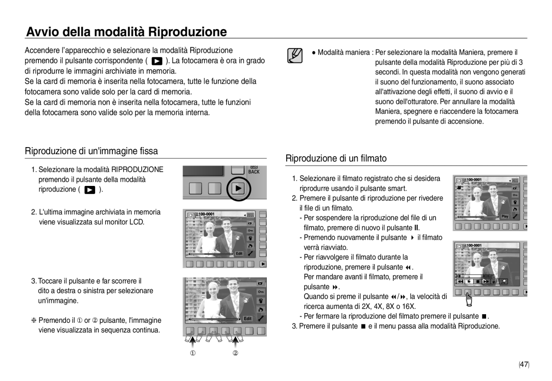 Samsung EC-NV30ZSBA/E2 Avvio della modalità Riproduzione, Riproduzione di unimmagine fissa, Riproduzione di un filmato 